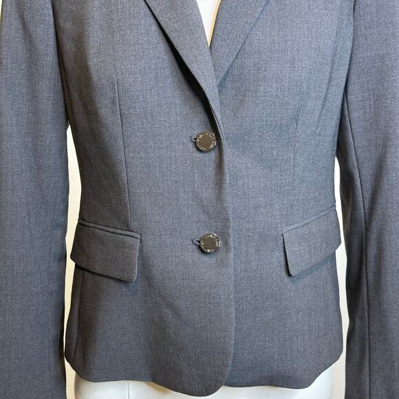Calvin Klein Gray 2 Button Lined Blazer Jacket Lapel Collar Womens Size 4 Career - Picture 8 of 14